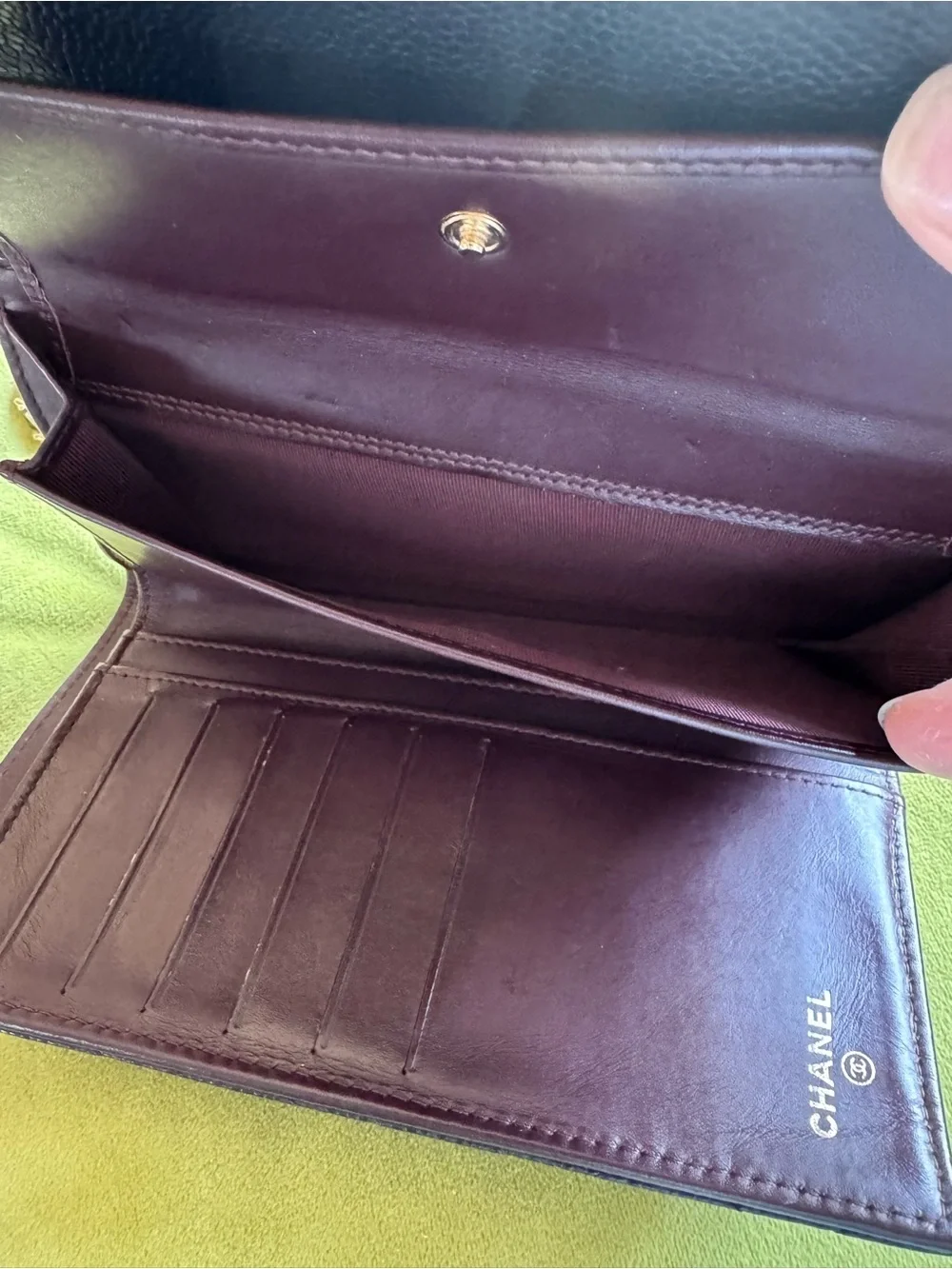 CHANEL Black Quilted Caviar Leather Wallet with Gold CC Hardware